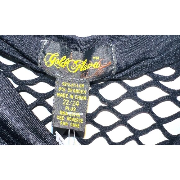 Gold Flavia Plus Size Black Fishnet Dress 22/24 Nylon & Spandex - Picture 3 of 4